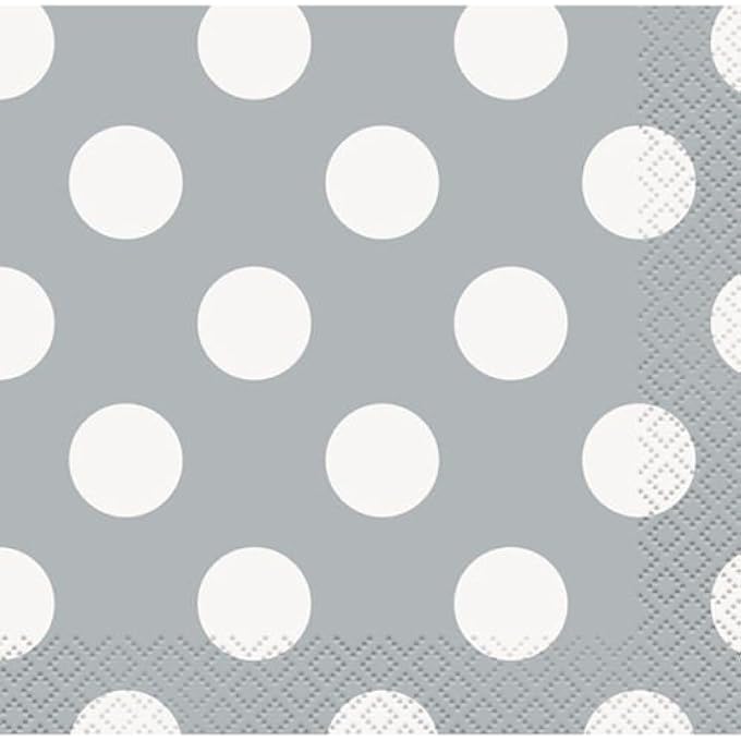 DECORATIVE DOTS LUNCHEON NAPKINS 16 PIECES, SILVER - Image 2
